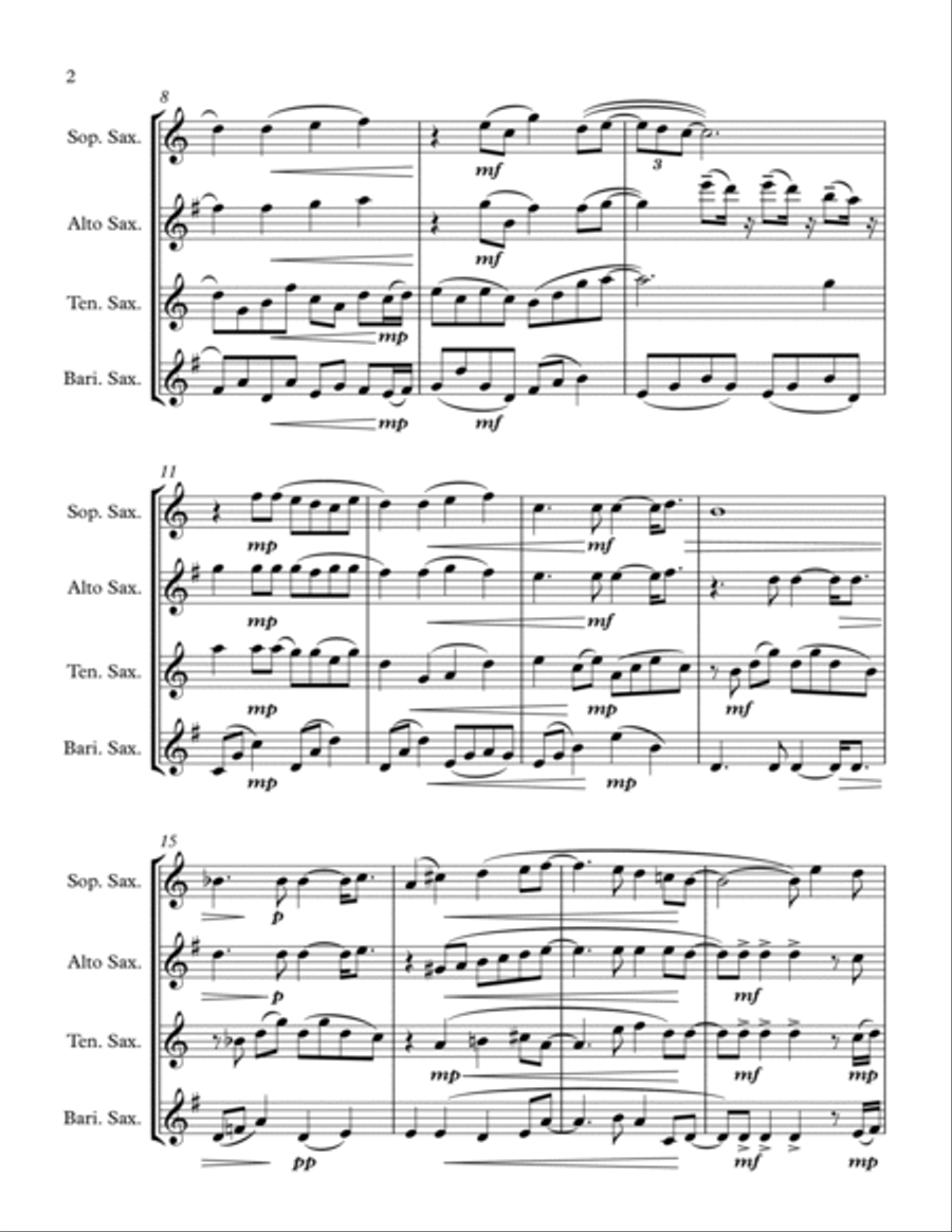 Tears In Heaven Saxophone Quartet scores gallery preview page 3