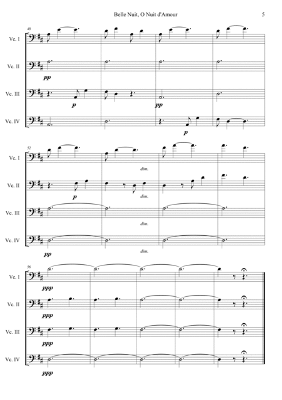 Belle Nuit o nuit d'amour Cello scores gallery preview page 5