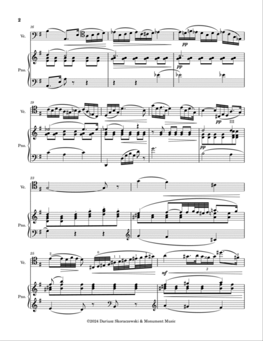 Chopin - Etude Op. 25, No. 7 in E minor for Cello and Piano Chamber Music scores gallery preview page 2
