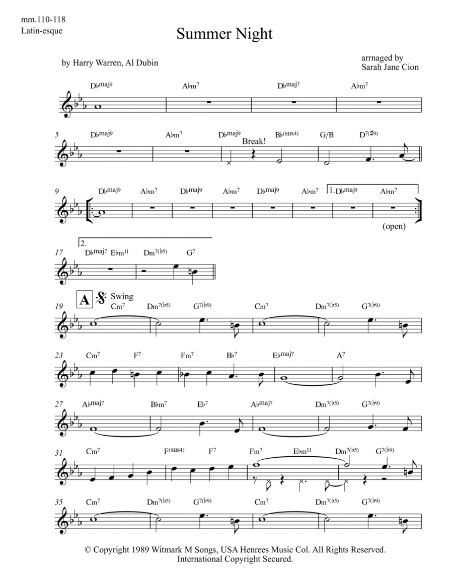 Summer Night Piano Solo scores gallery preview page 1