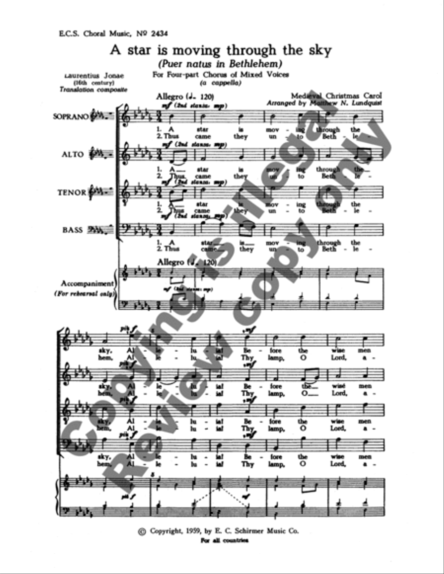 A Star Is Moving Through the Sky 4-Part scores gallery preview page 5