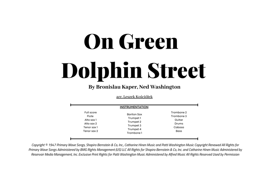 On Green Dolphin Street - Score Only Jazz Ensemble scores gallery preview page 1