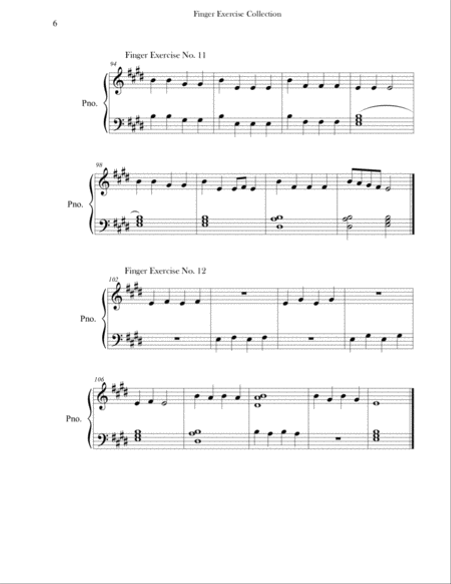 Finger Exercise Collection (24 exercises in E major) Piano Method scores gallery preview page 6