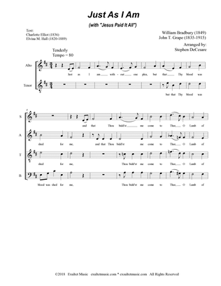 Book cover for Just As I Am (with "Jesus Paid It All") (SATB)