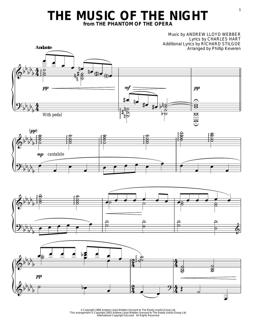 The Music Of The Night (from The Phantom Of The Opera) (arr. Phillip Keveren) Piano Solo scores gallery preview page 1