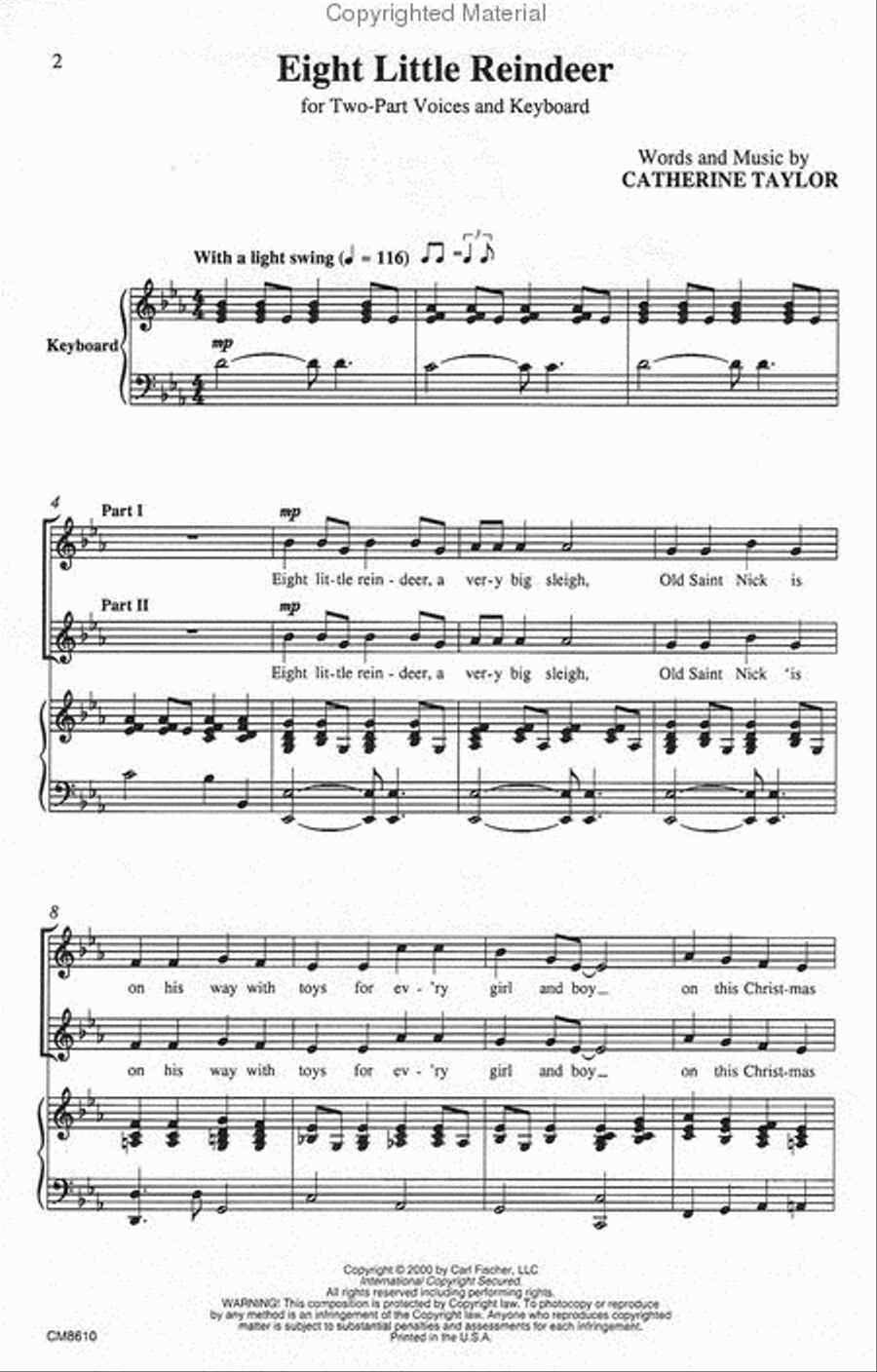 Eight Little Reindeer 4-Part scores gallery preview page 2