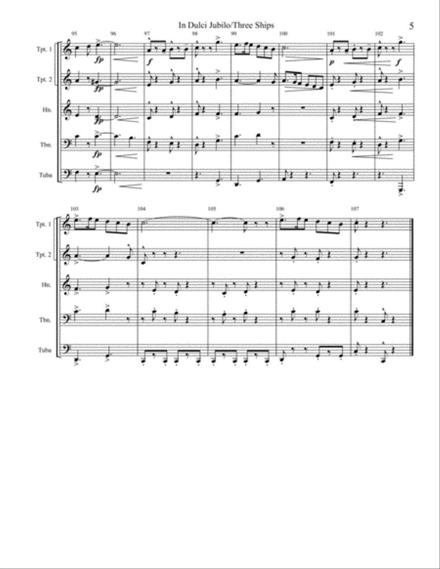 In Dulci Jubilo/I Saw Three Ships Brass Ensemble scores gallery preview page 5