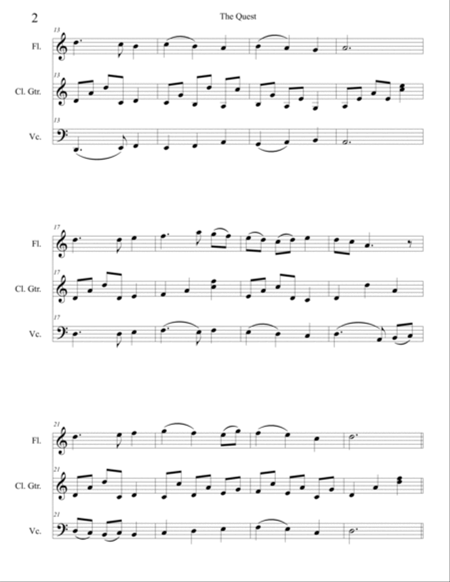 The Quest - trio for Flute, Classical Guitar, and Cello Chamber Music scores gallery preview page 2