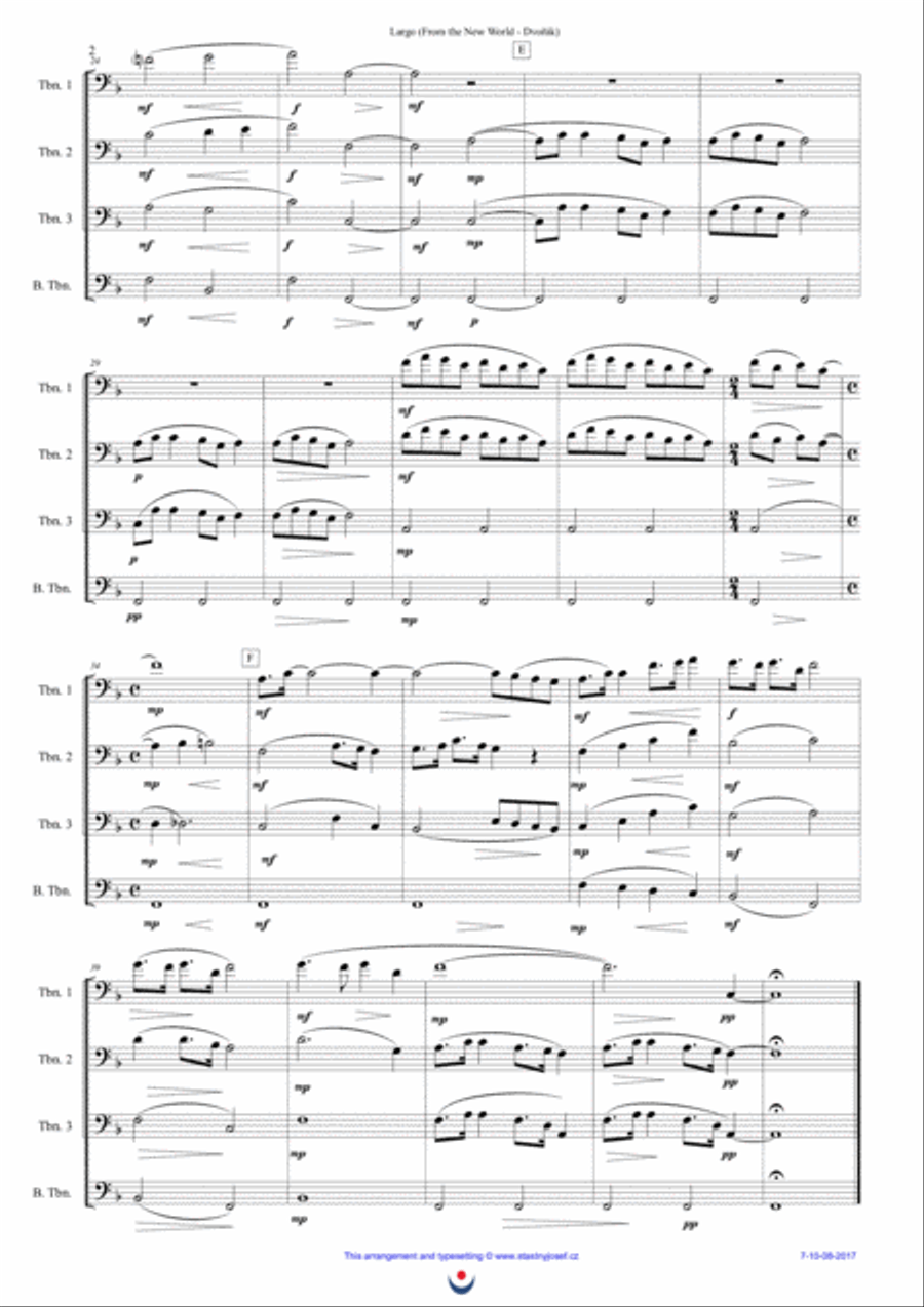 Largo (Dvořák - New World Symphony) Brass Ensemble scores gallery preview page 2