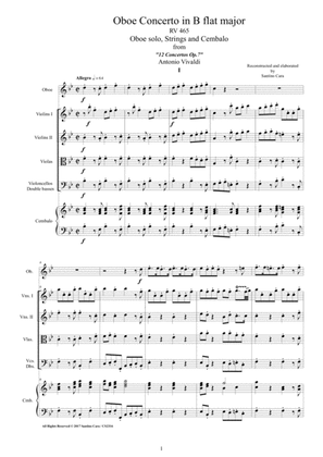 Vivaldi - Oboe Concerto No.1 in B flat RV 465 Op.7 for Oboe, Strings and Cembalo