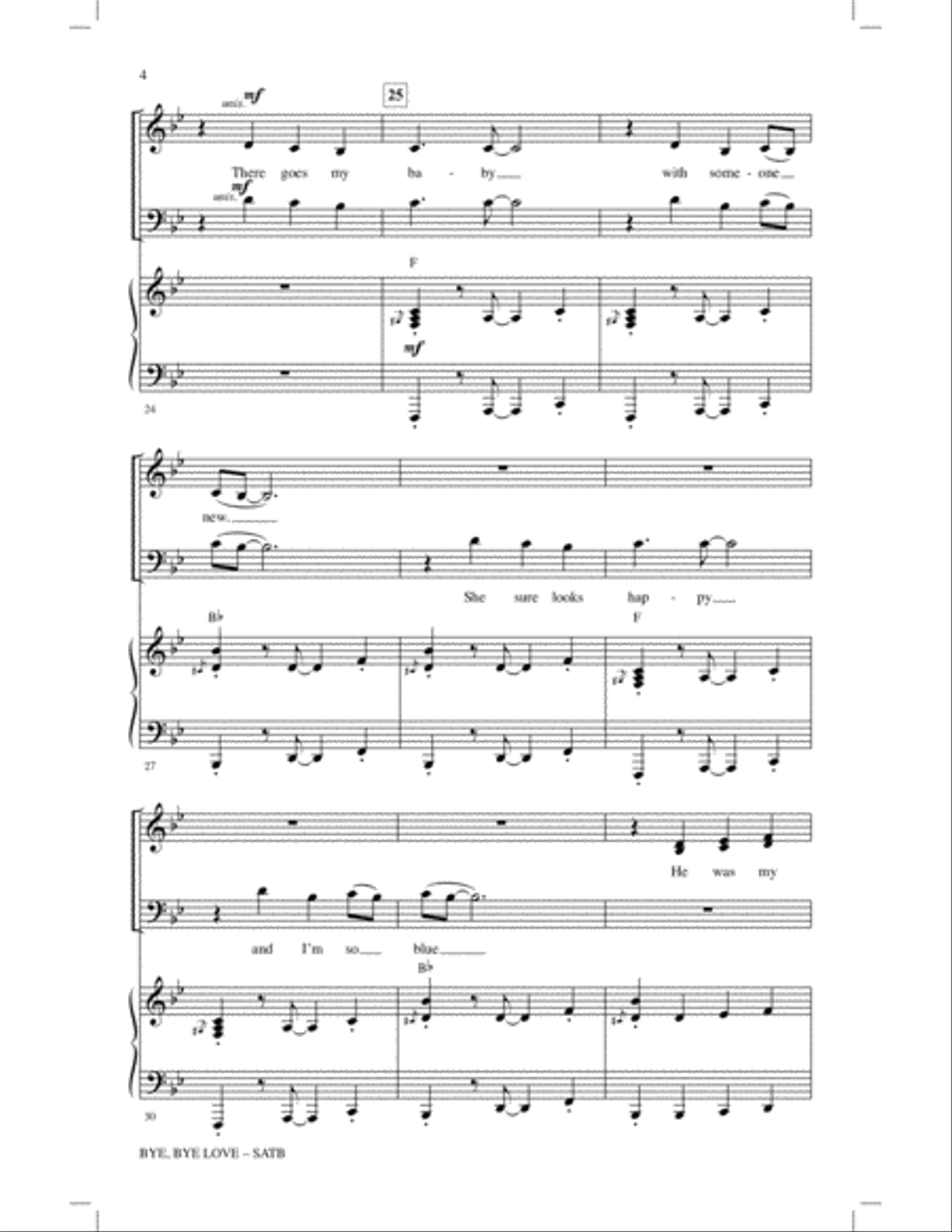 Bye Bye Love 4-Part scores gallery preview page 3