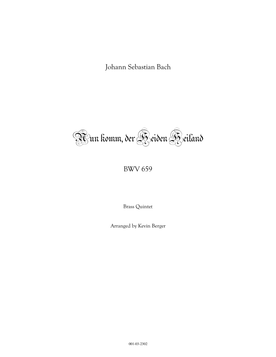 Nun komm, der Heiden Heiland, BWV 659 Chamber Music scores gallery preview page 1