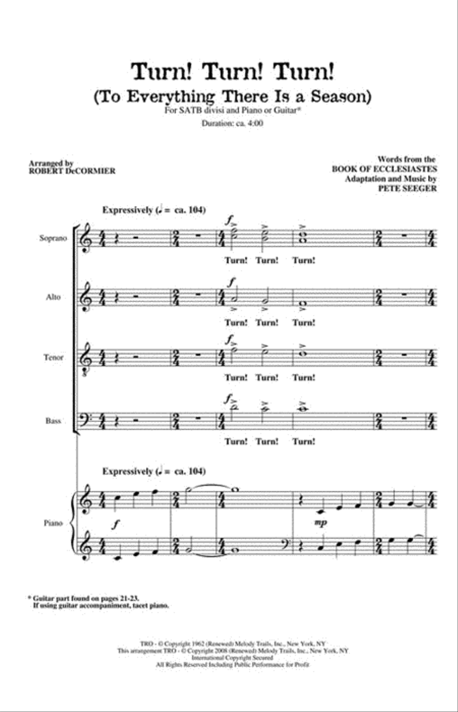 Turn! Turn! Turn! (To Everything There Is a Season) Divisi scores gallery preview page 2