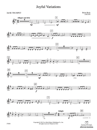 Joyful Variations: 3rd B-flat Trumpet