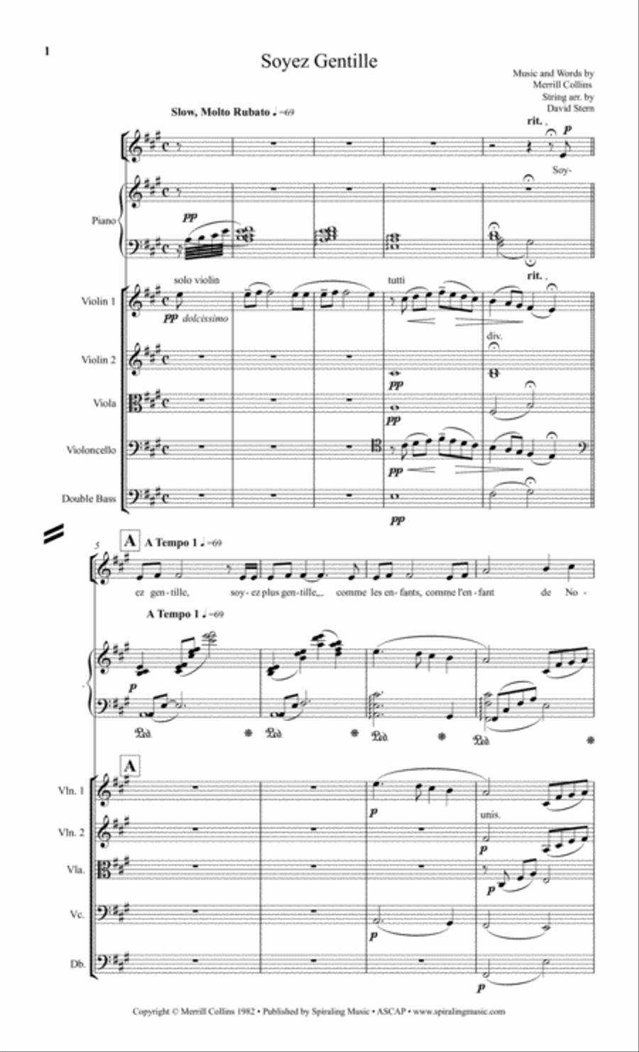 Soyez Gentille Piano Vocal with Strings in a SCORE Small Ensemble scores gallery preview page 2