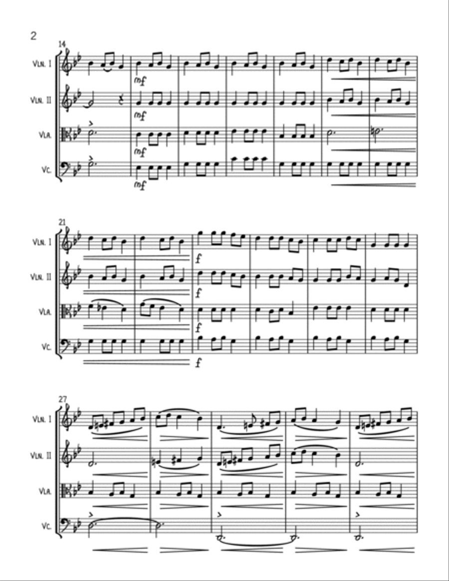 Carol Of The Bells - String Quartet String Quartet scores gallery preview page 2