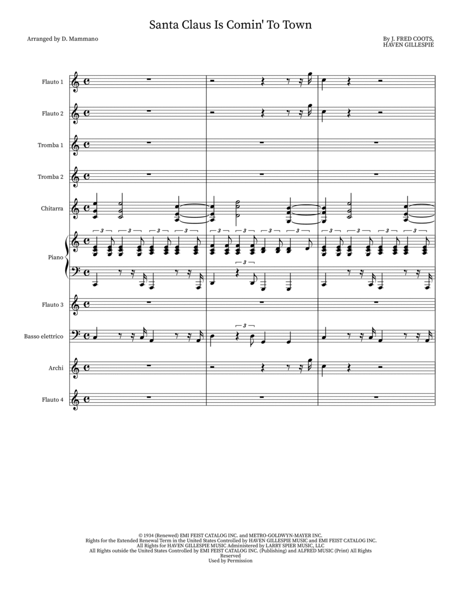 Santa Claus Is Comin' To Town Piano scores gallery preview page 1