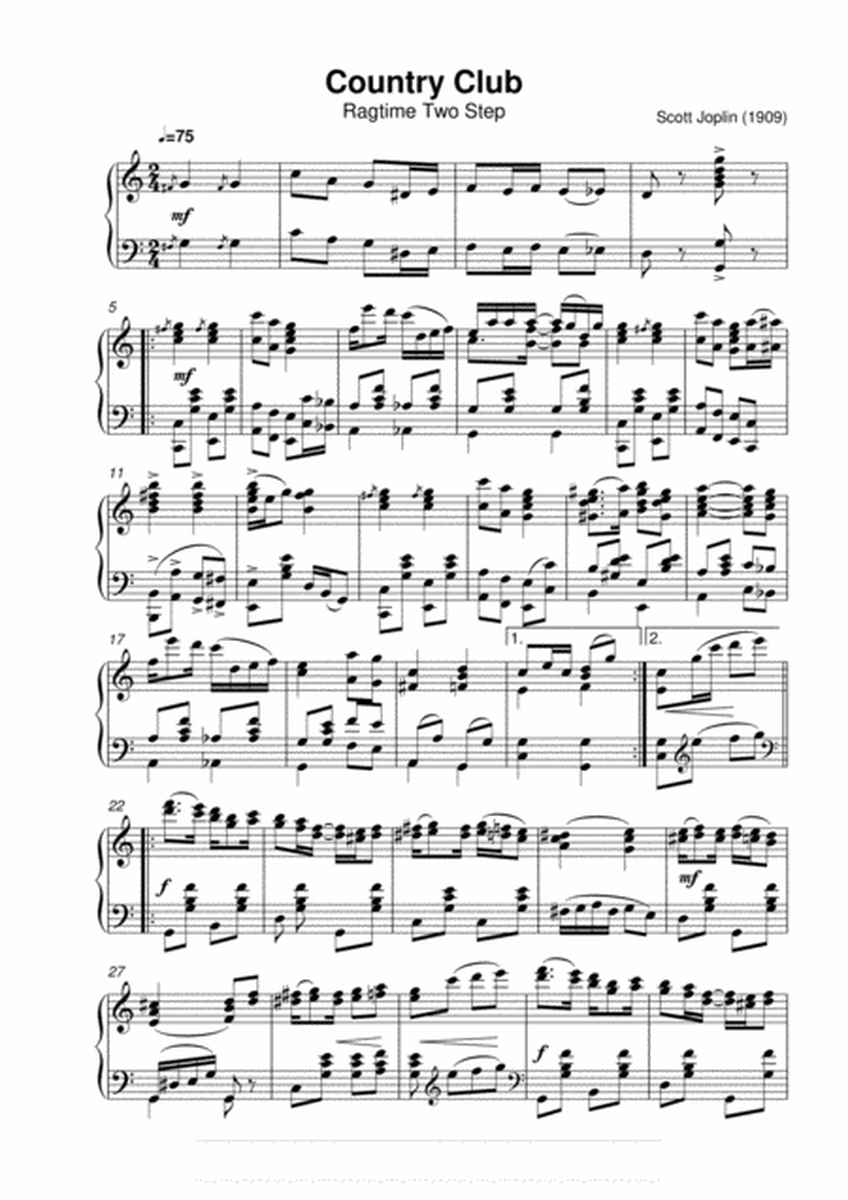 Scott Joplin Piano Rags-Country Club( Original Version) image number null