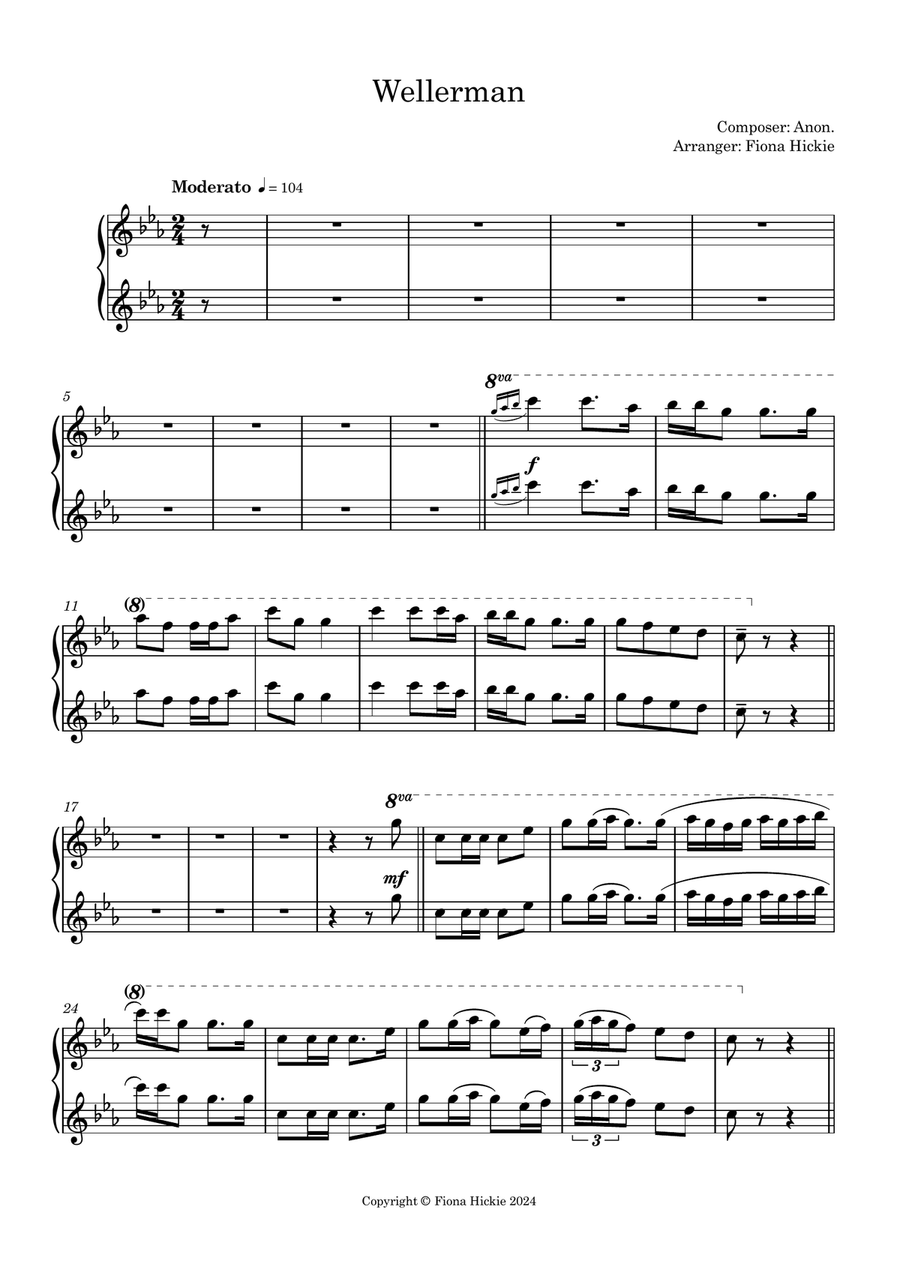 Wellerman Wellerman 1 Piano, 4-Hands scores gallery preview page 3