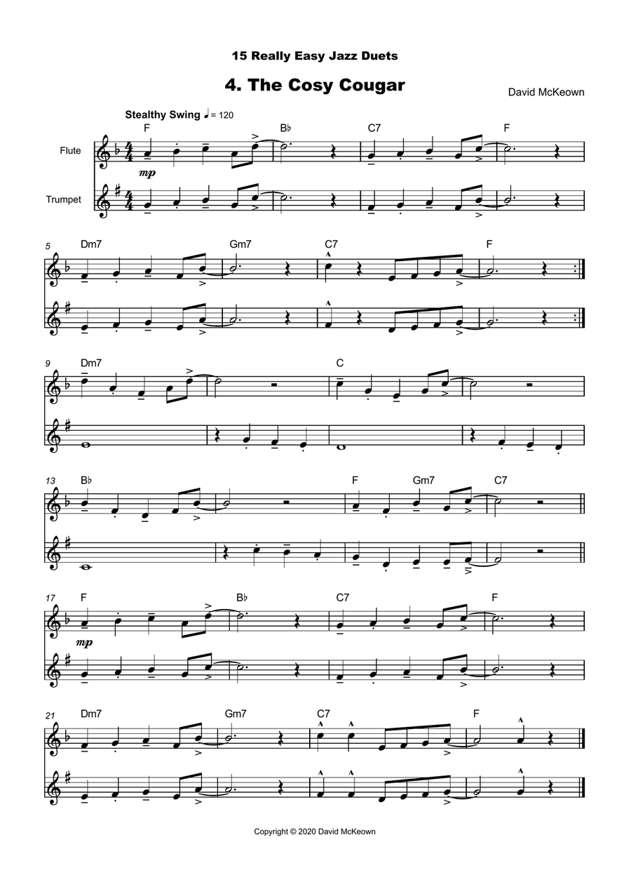 15 Really Easy Jazz Duets for Flute and Trumpet Duet Flute scores gallery preview page 5