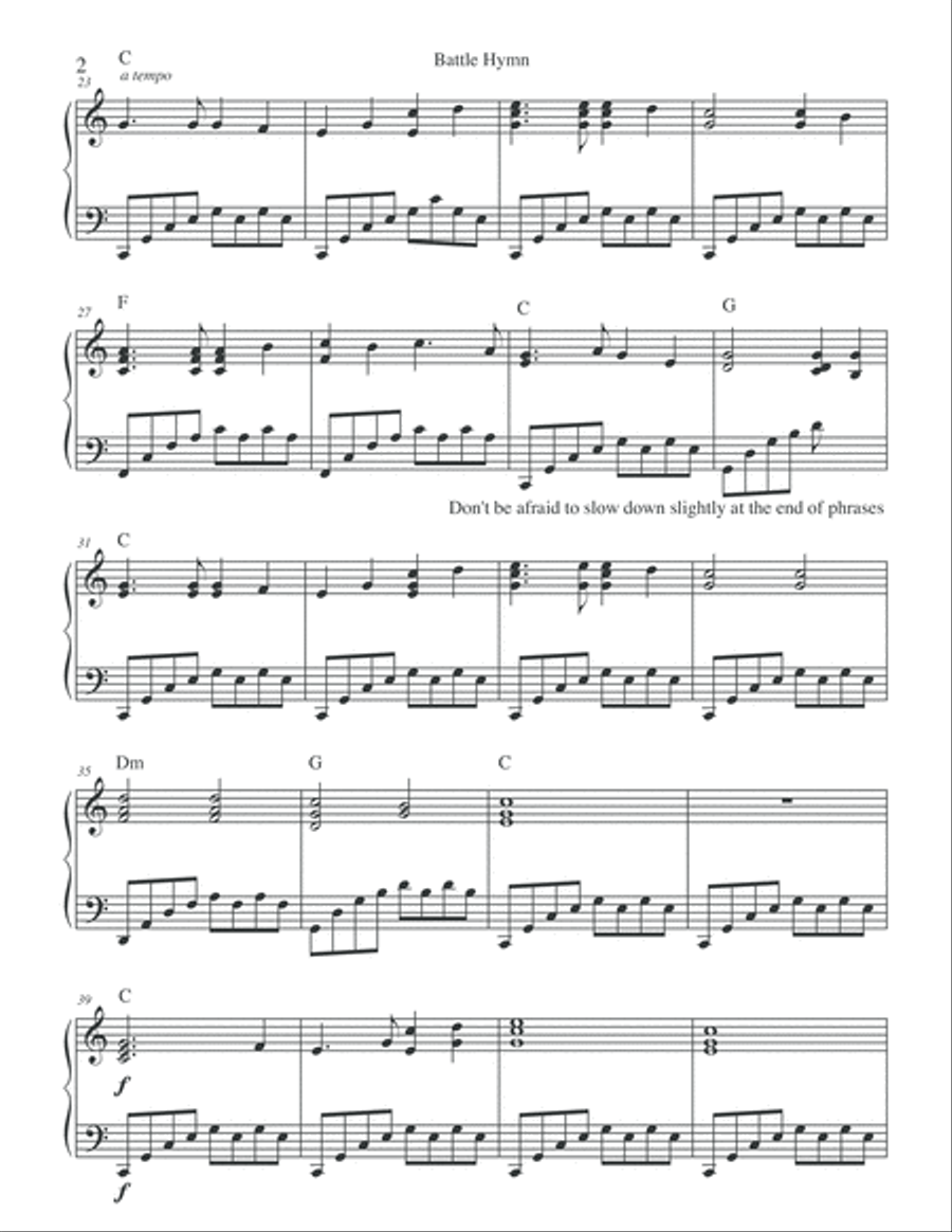 Battle Hymn of the Republic Piano Solo scores gallery preview page 3