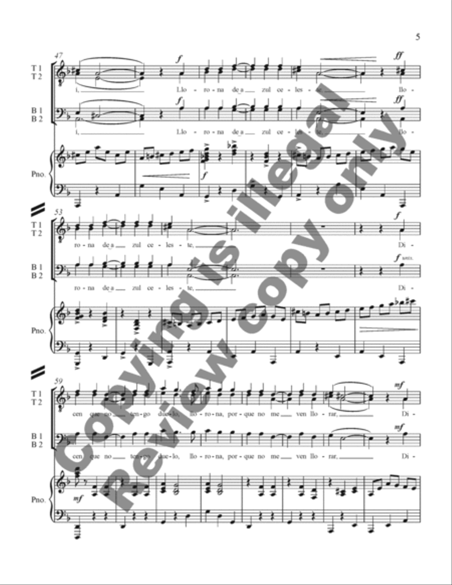 Three Mexican Folk Songs: 3. La Llorona TTBB scores gallery preview page 11