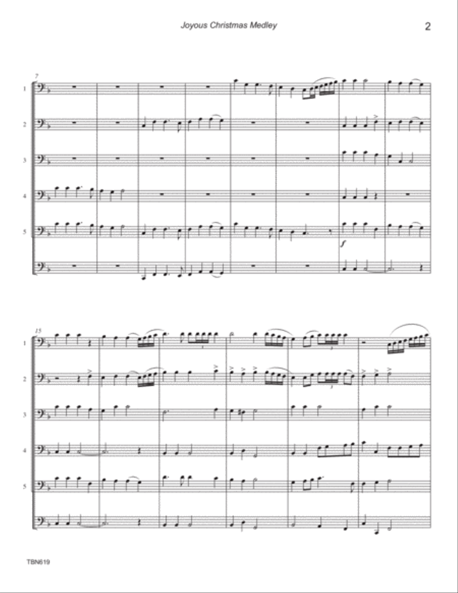 JOYOUS CHRISTMAS MEDLEY - Trombone Quartet/Quintet or Low Brass Ensemble Brass Ensemble scores gallery preview page 2