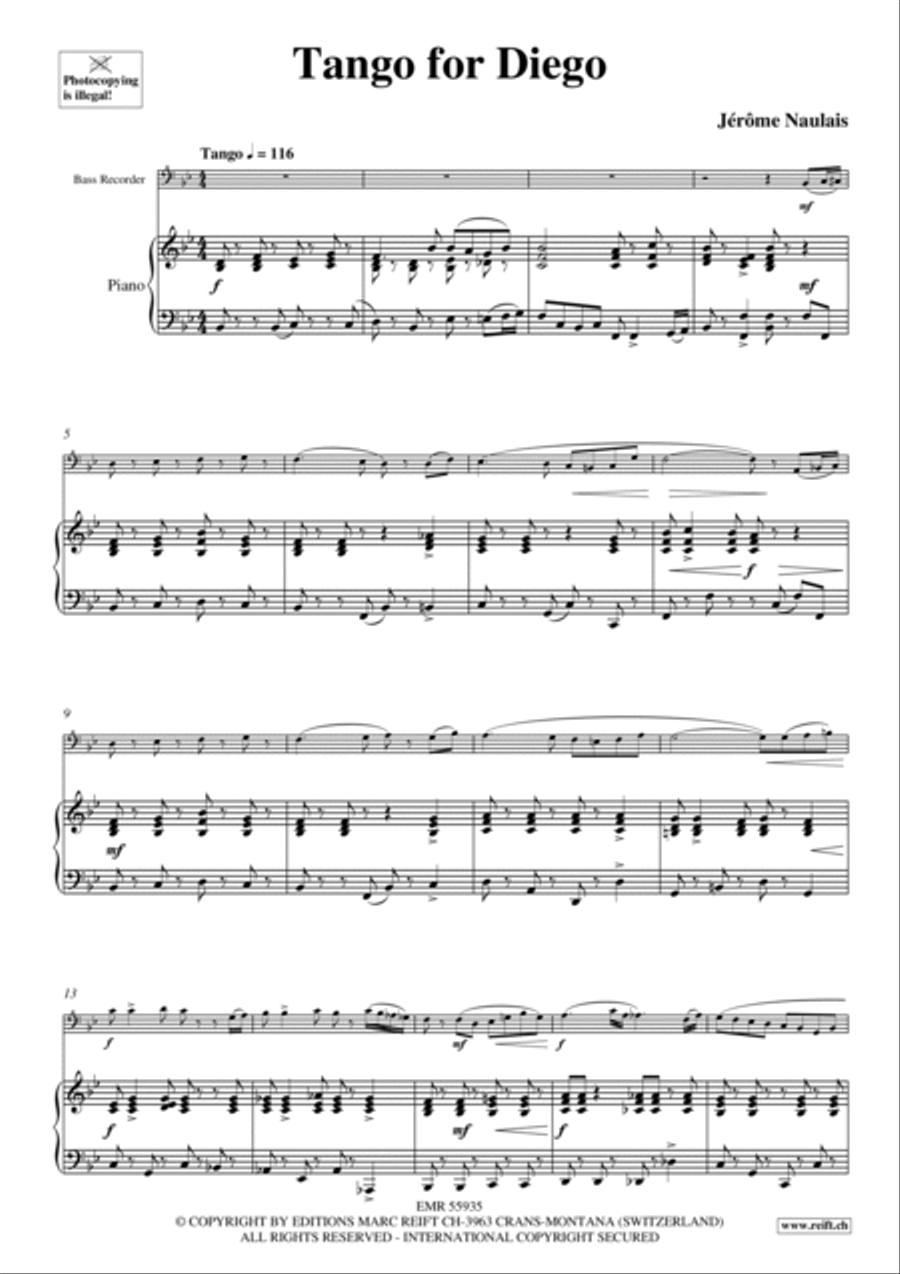 Tango for Diego Bass Recorder scores gallery preview page 5