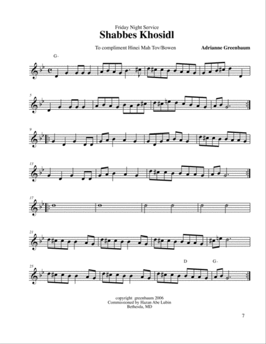 Shabbes tune - Shabbes Khosidl Flute scores gallery preview page 1