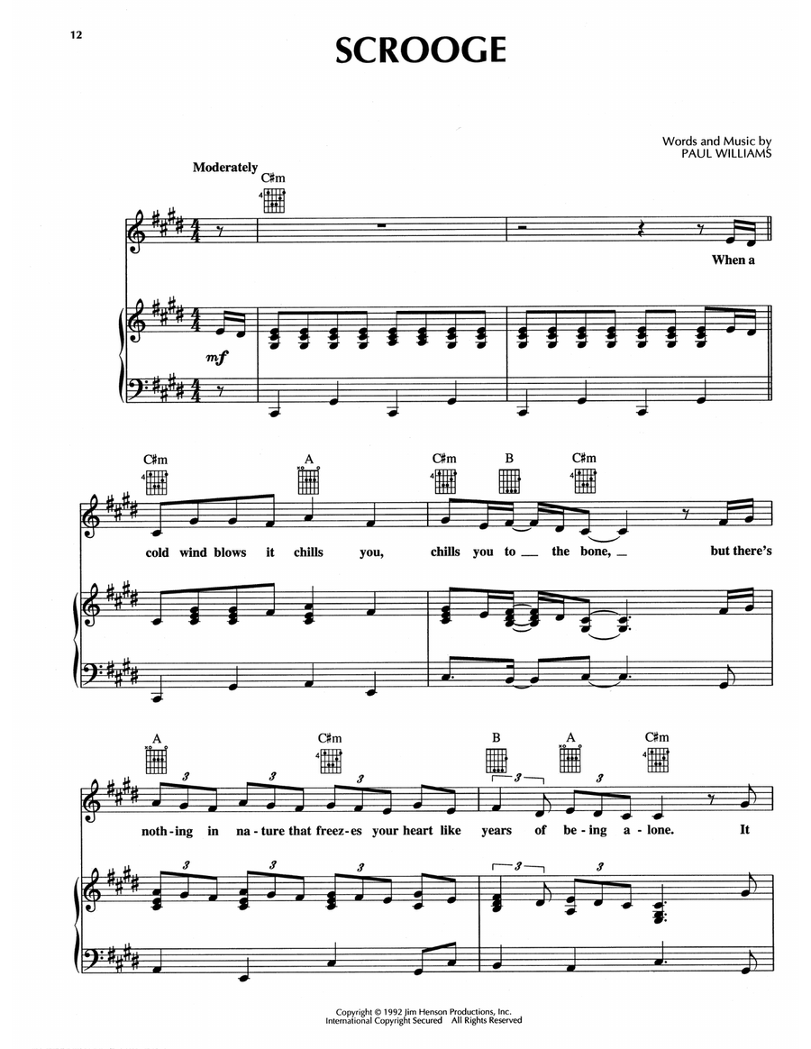 Scrooge (from The Muppet Christmas Carol) Piano, Vocal, Guitar scores gallery preview page 1