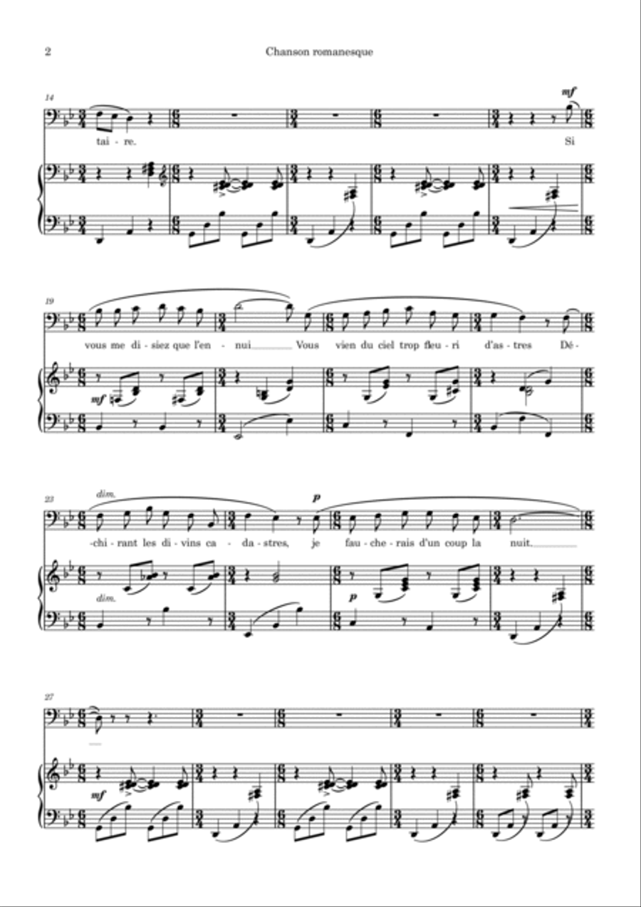 Chanson Romanesque Chanson Romanesque Voice scores gallery preview page 2
