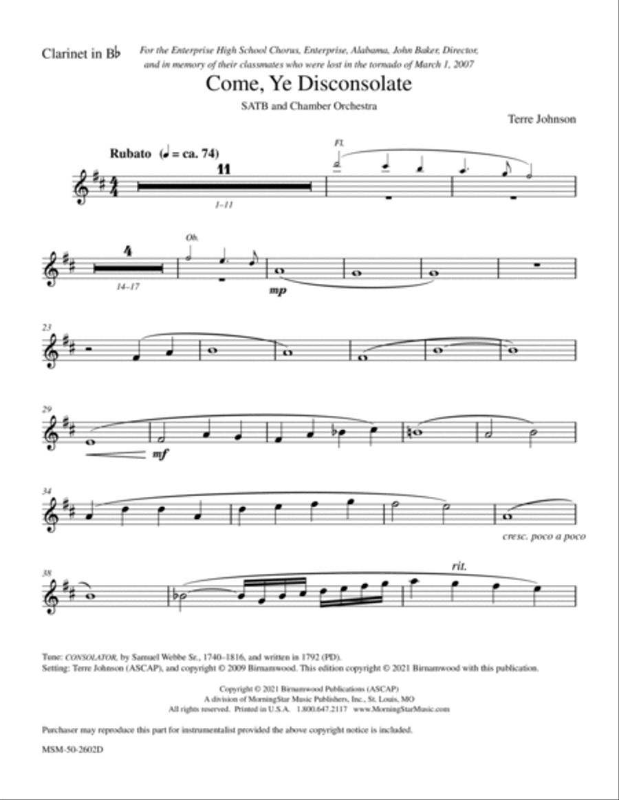 Come, Ye Disconsolate (Downloadable Chamber Orchestra Parts) Chamber Orchestra scores gallery preview page 6