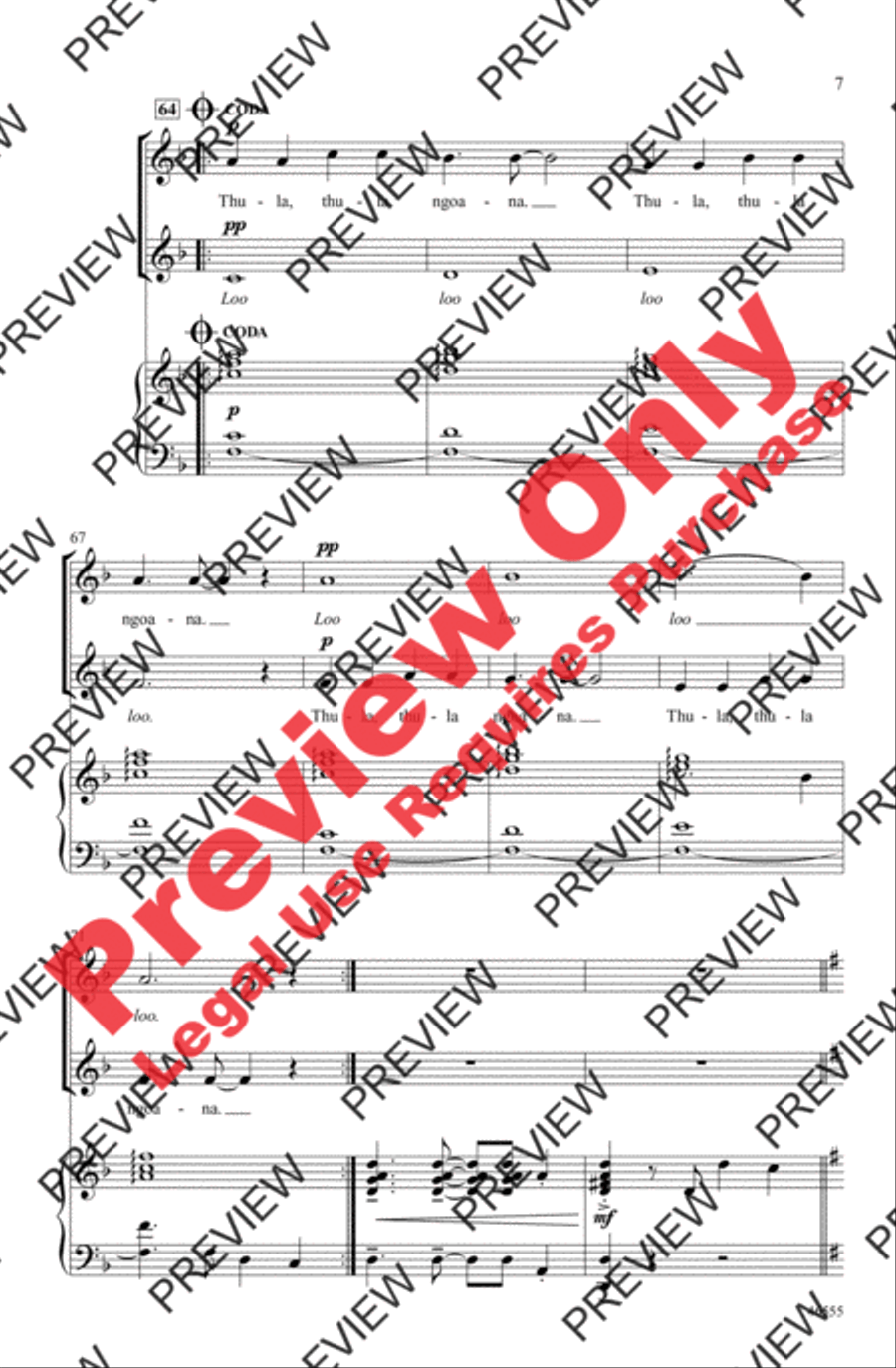 Thula, Thula Ngoana Thula, Thula Ngoana 2-Part scores gallery preview page 7