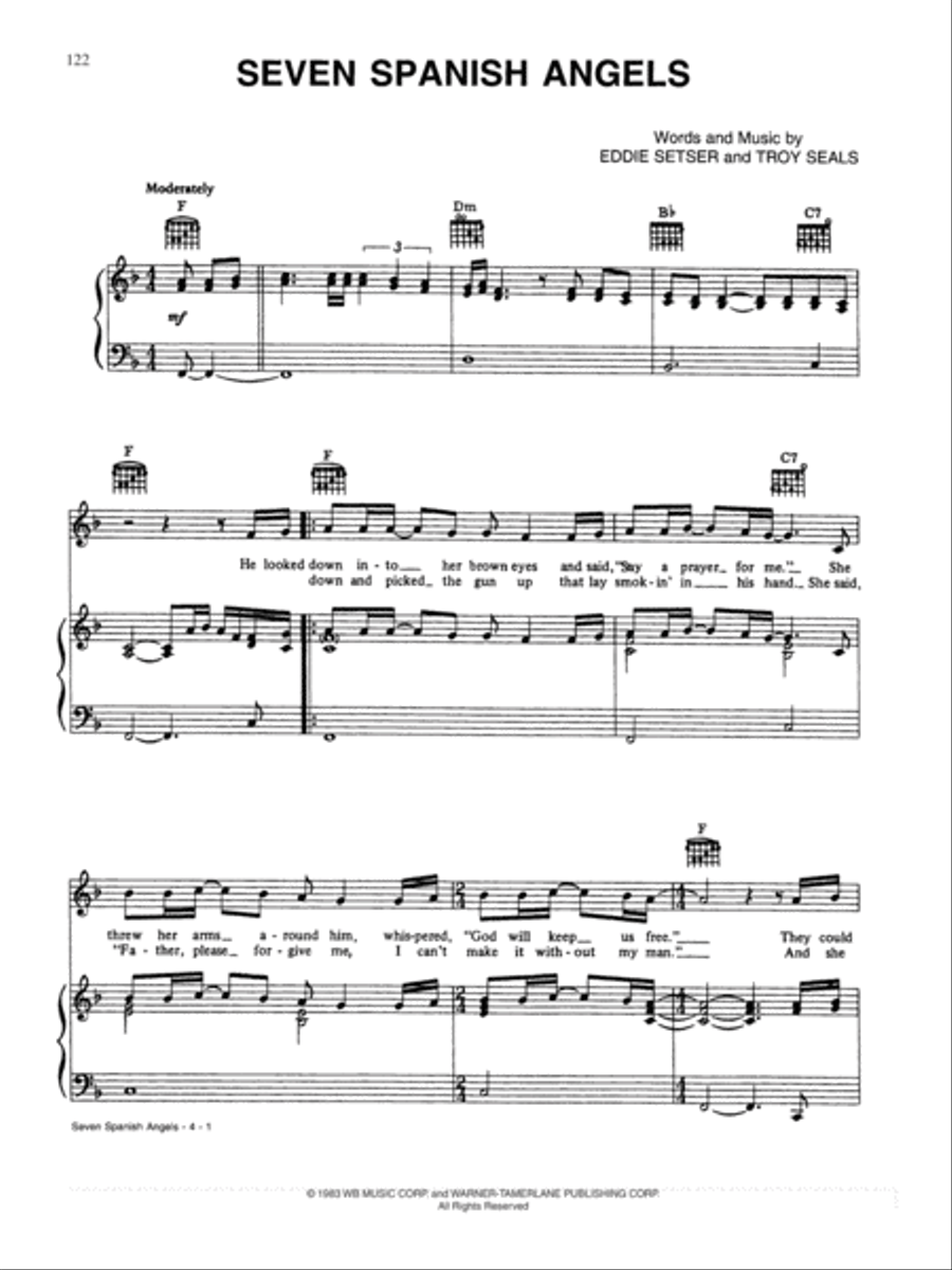 Seven Spanish Angels Piano, Vocal, Guitar scores gallery preview page 1