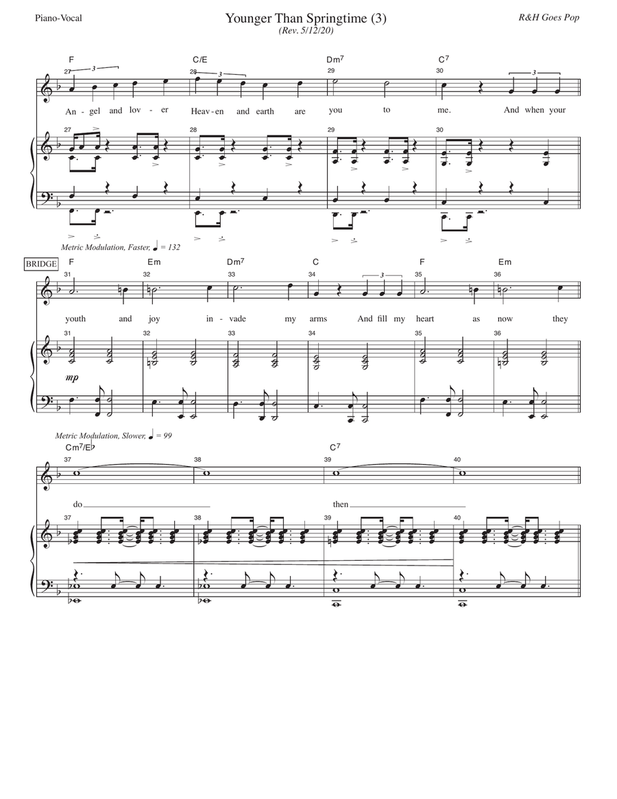 Younger Than Springtime [R&H Goes Pop! version] (from South Pacific) Voice scores gallery preview page 3
