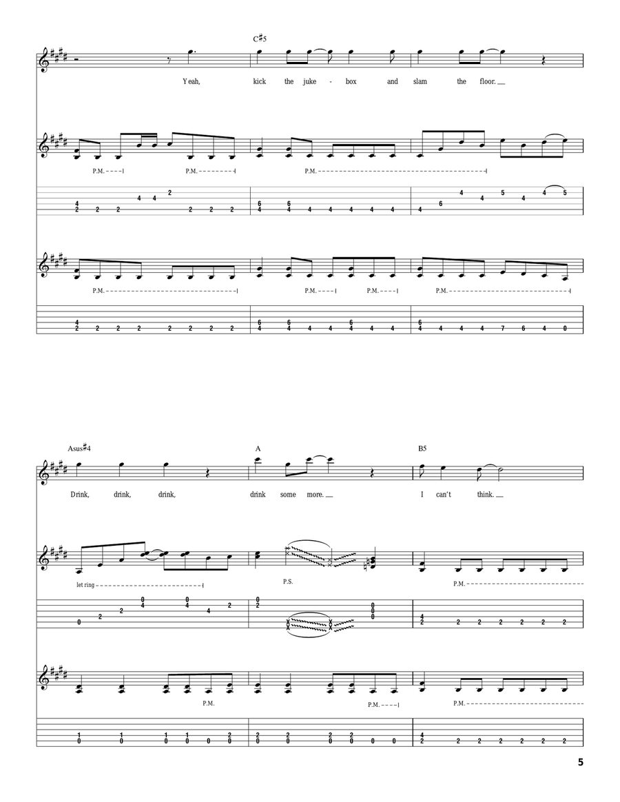 Somebody Put Something In My Drink Guitar Tablature scores gallery preview page 5