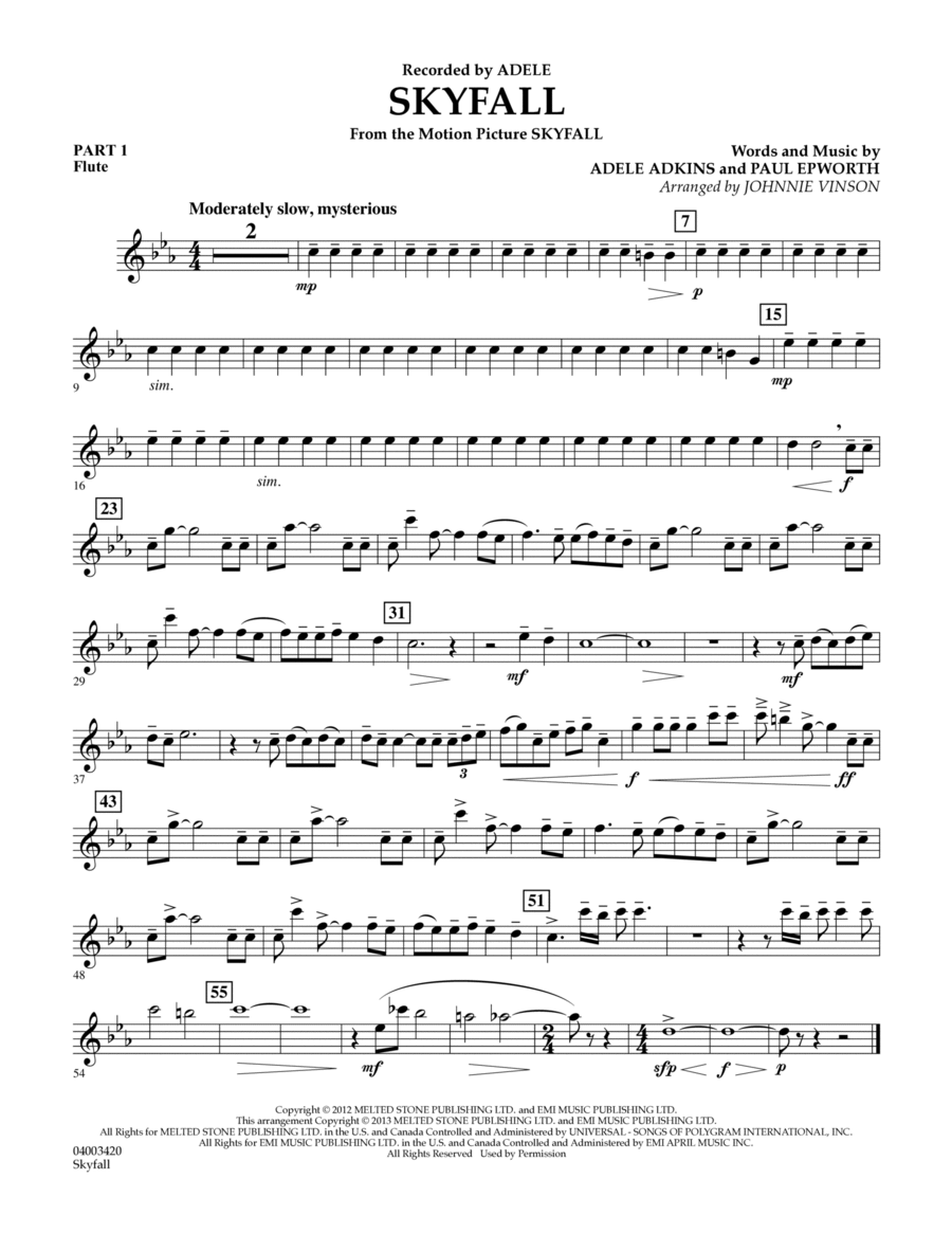 Skyfall - Pt.1 - Flute Concert Band scores gallery preview page 1