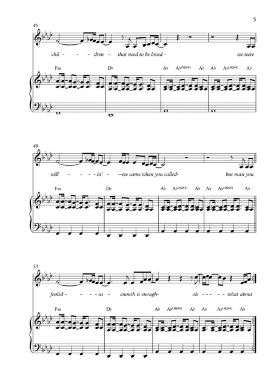 What About Us Piano Solo scores gallery preview page 5