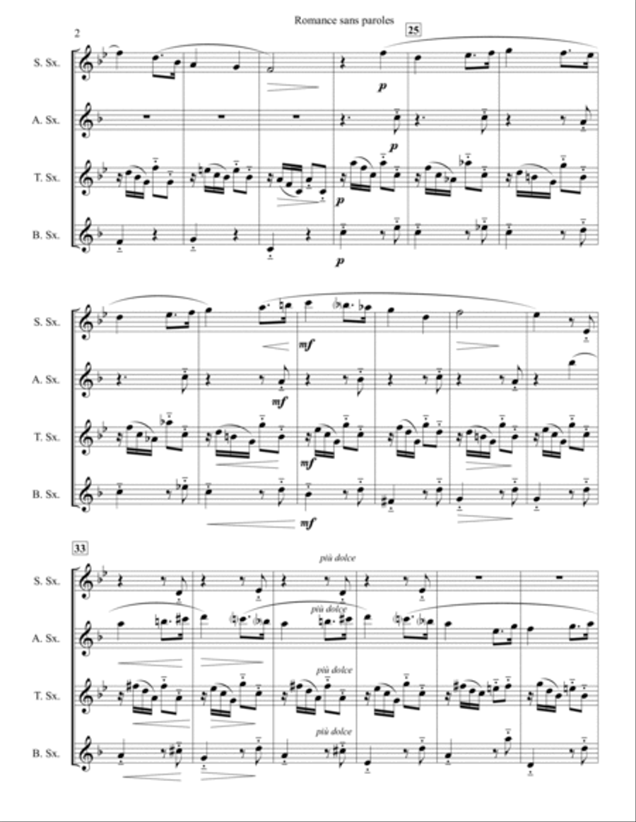 Romance sans paroles Woodwind Quartet scores gallery preview page 3