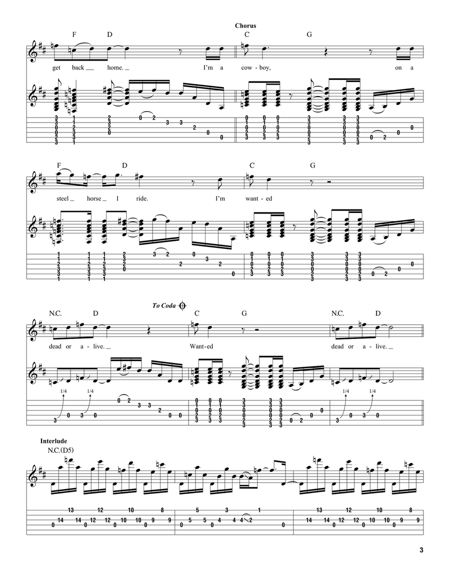 Wanted Dead Or Alive Acoustic Guitar scores gallery preview page 3