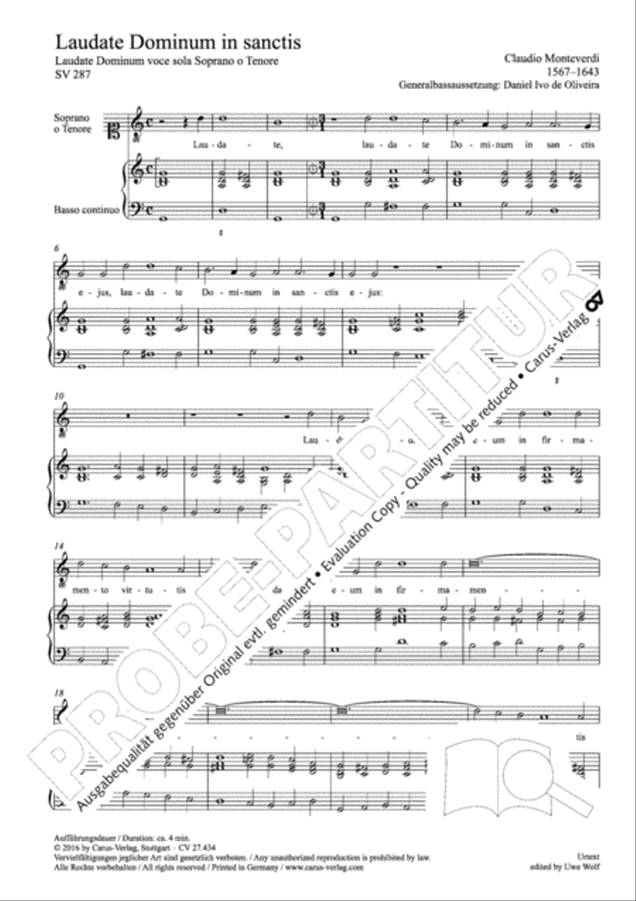 Laudate Dominum in Sanctis Basso Continuo scores gallery preview page 7