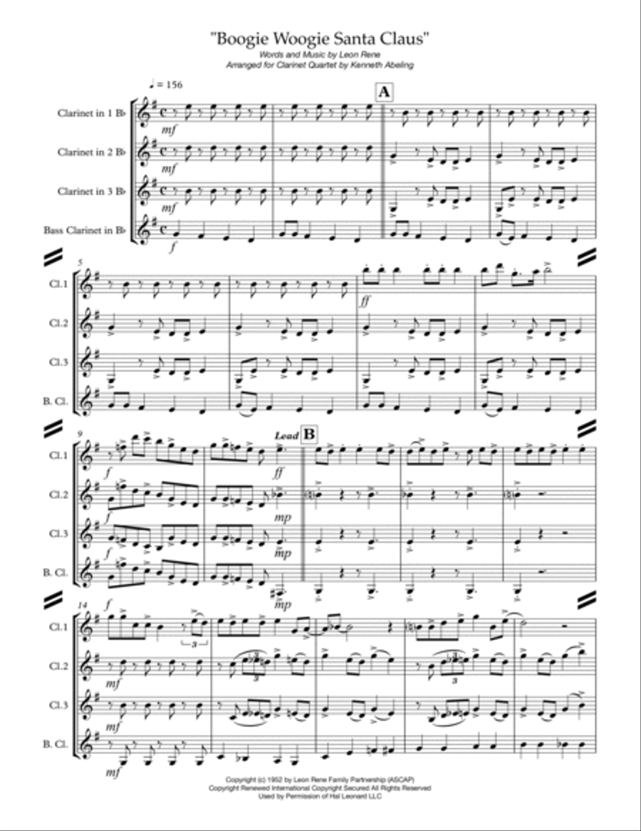 Boogie Woogie Santa Claus Woodwind Ensemble scores gallery preview page 2