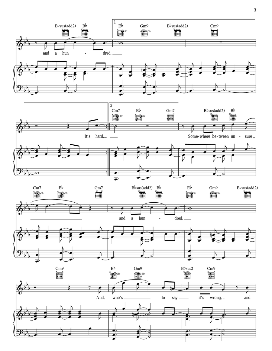 Hundred Piano, Vocal, Guitar scores gallery preview page 3