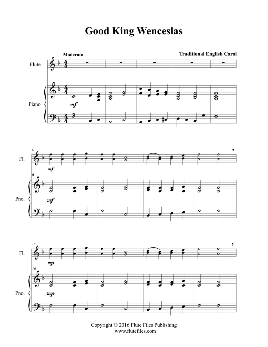 Good King Wenceslas - Flute Duet and Piano Flute Duet scores gallery preview page 3