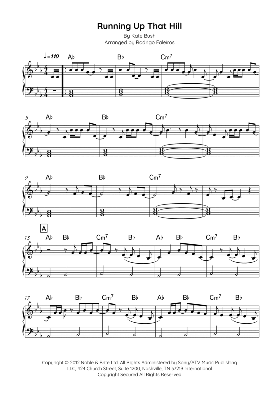 Running Up That Hill (a Deal With God) 2012 Remix Easy Piano scores gallery preview page 1