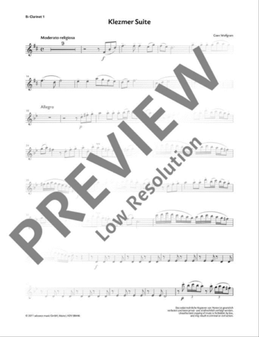 Klezmer Suite Clarinet Quartet scores gallery preview page 12