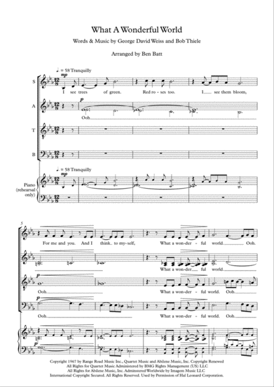 What A Wonderful World 4-Part scores gallery preview page 1