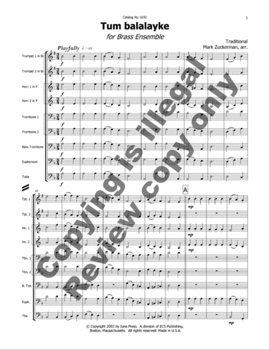 Tum balalayke Brass Ensemble scores gallery preview page 3