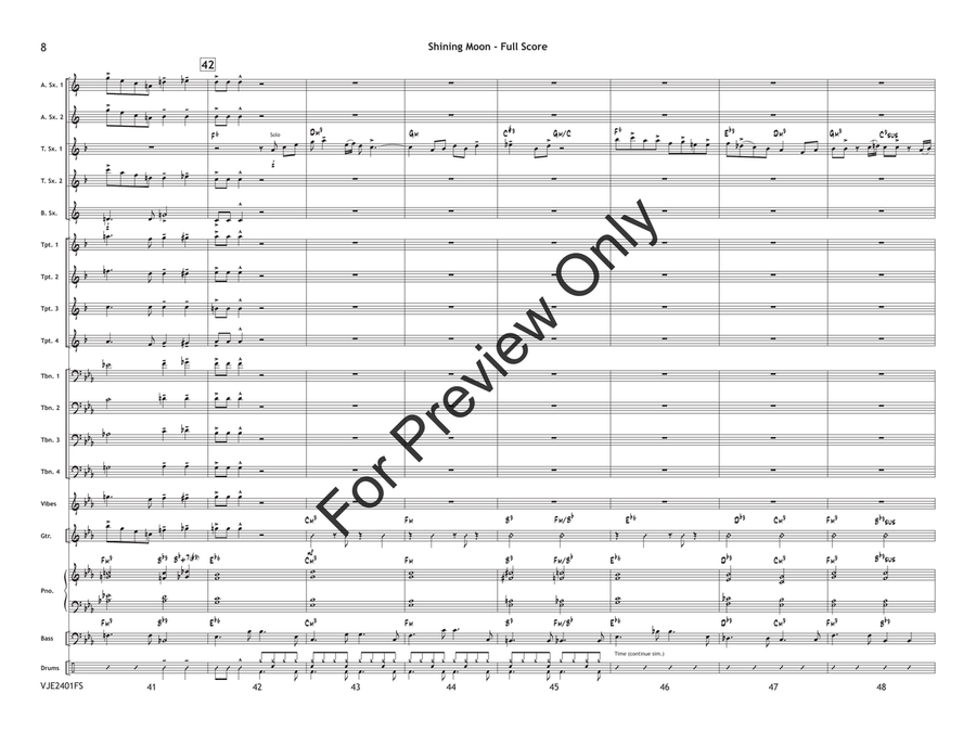 Shining Moon (Score) Jazz Ensemble scores gallery preview page 9