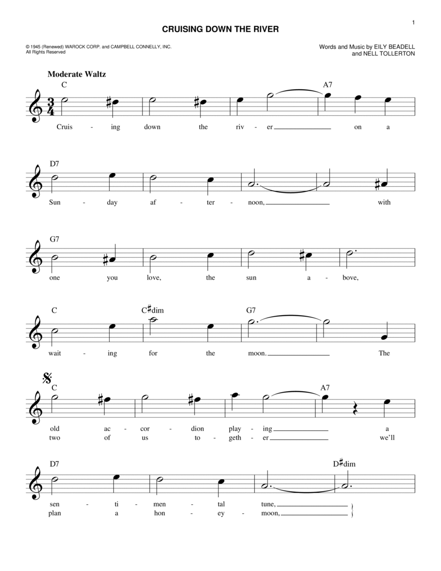 Cruising Down The River Cruising Down The River Piano scores gallery preview page 1
